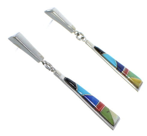 Sterling Silver Multicolor Southwestern Post Dangle Earrings AX49069